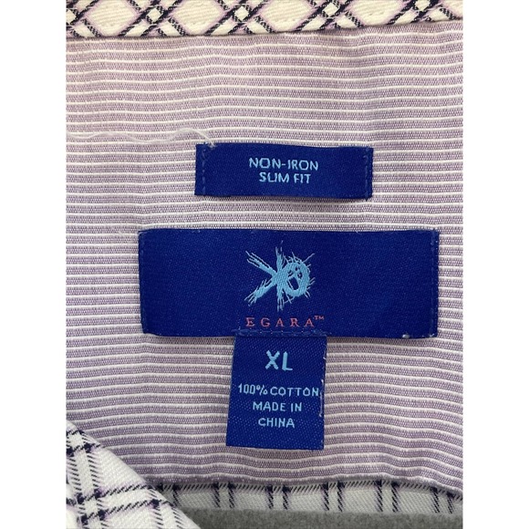 EGARA Men’s XL Shirt Purple Plaid Long Sleeves - Picture 2 of 4